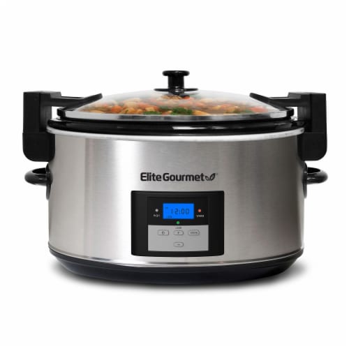Elite Gourmet Stainless Steel Programmable Slow Cooker Perspective: back