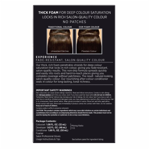 John Frieda Precision Foam Colour Brown Permanent Hair Color Kit, Hair Dye, 5N Medium Natural Brown Perspective: back
