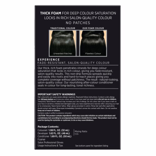 John Frieda Precision Foam Colour Luminous Natural Black 2N, Hair Color Foam Kit, Hair Dye Perspective: back