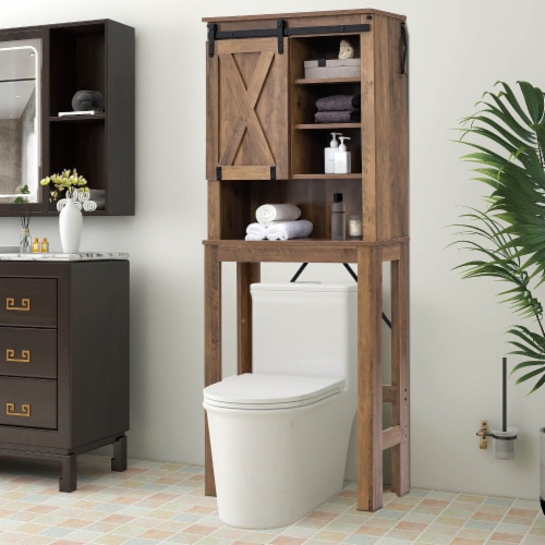 Slickblue Wooden Bathroom Storage Cabinet with Sliding Barn Door 1 unit Fry s Food Stores