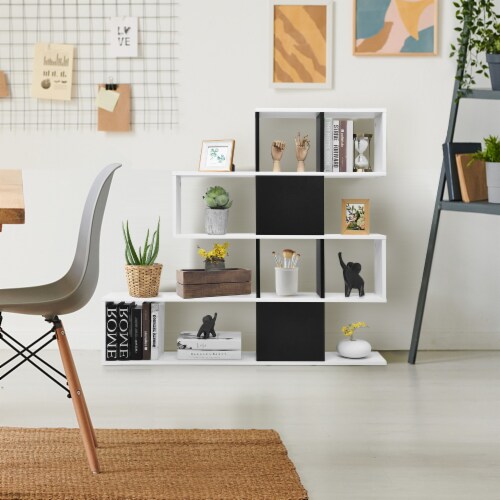 Slickblue 5-Tier Bookshelf Corner Ladder Bookcase with Storage Rack Perspective: back