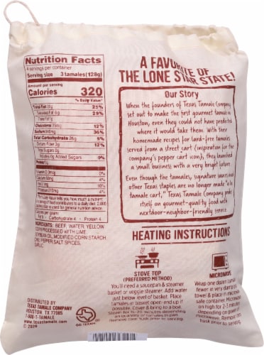 Texas Tamale Company Beef Tamales Perspective: back