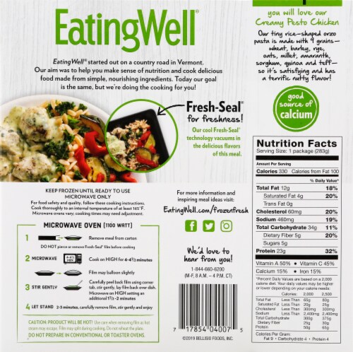 EatingWell Creamy Pesto Chicken Frozen Meal Perspective: back