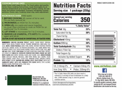 Michelina's® Swedish Meatballs with Gravy & Pasta Frozen Meal Perspective: back