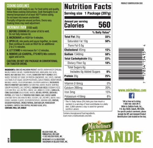 Michelina's® Grande Cheesy™ Chipotle Beef Nacho Style Pasta Frozen Meal Perspective: back
