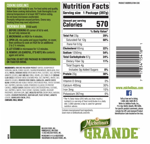 Michelina's® Grande™ Mac & Cheese Frozen Meal Perspective: back