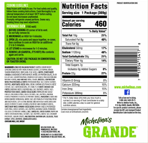 Michelina's® Grande™ Rigatoni Alfredo with Chicken & Broccoli Frozen Meal Perspective: back