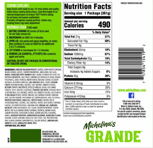 Michelina's® Grande™ Cheeseburger Mac Frozen Meal Perspective: back