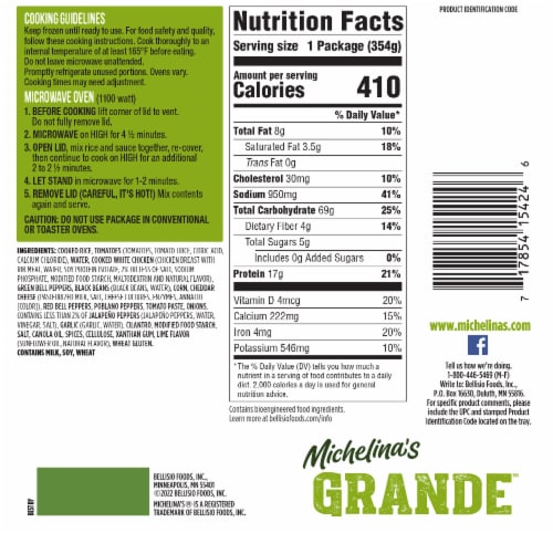 Michelina's Grande™ Chicken Fajita Rice Frozen Meal Perspective: back