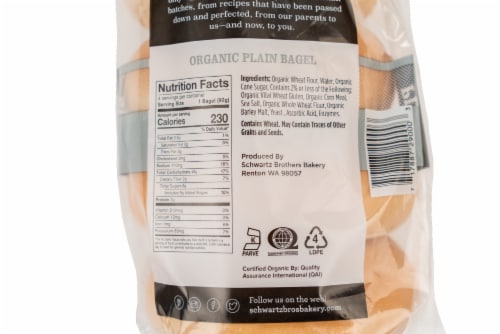 Schwartz Brothers Bakery Organic Plain Bagels Perspective: back