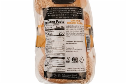 Schwartz Brothers Bakery Organic Sesame Bagels Perspective: back