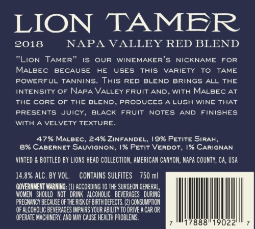Hess Lion Tamer Red Blend California Wine Perspective: back