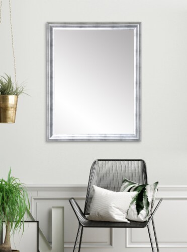Modern Brushed Silver Accent Mirror Perspective: back