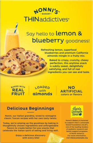 Nonni's® Thin Addictives® Lemon Blueberry Almond Crisps Perspective: back
