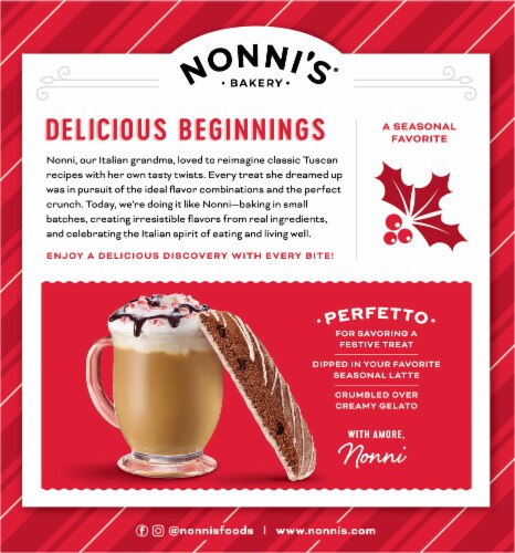Nonni's Dark Chocolate Peppermint Biscotti Cookies Perspective: back