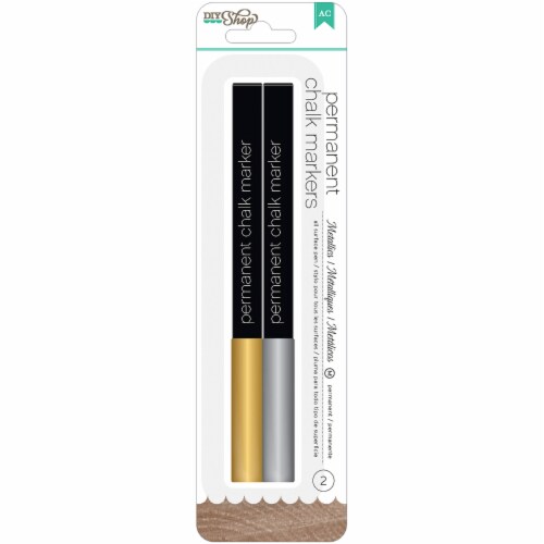 DIY Shop 2 Permanent Chalk Markers 2/Pkg-Gold & Silver/Broad Tip Perspective: back