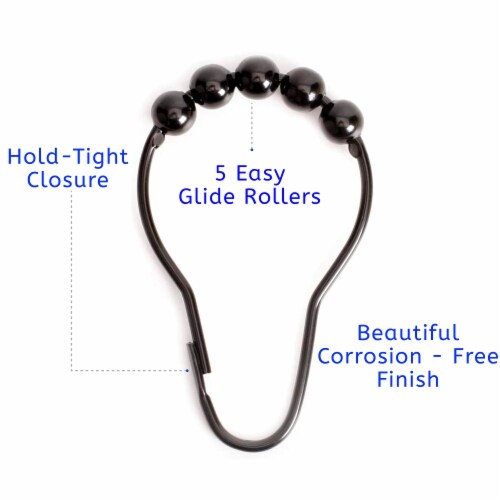 2 Lb Depot Shower Curtain Hooks - Black - 18/8 Stainless Steel - Set of 12 Perspective: back