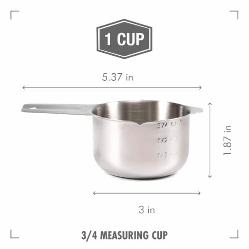 2 Lb Depot 3/4 Cup Measuring Cup, Stainless Steel Metal, Accurate, US & Metric (180 ml) Perspective: back
