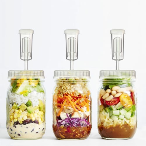 Clear Fermentation Lids | 4-Pack | for Making Sauerkraut in Wide Mouth Mason Jars Perspective: back