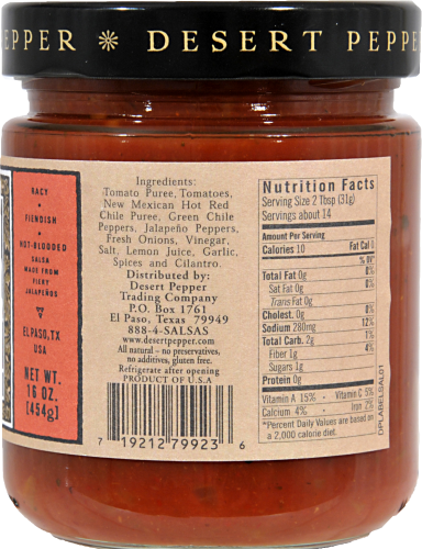 Desert Pepper Hot Salsa Diablo Perspective: back