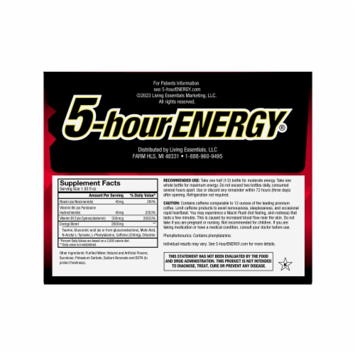 5-Hour® Extra Strength Berry Energy Drink Shot Multipack Bottles Perspective: back