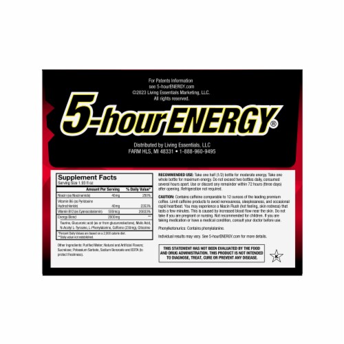 5-Hour® Extra Strength Berry Energy Drink Shot Multipack Bottles Perspective: back