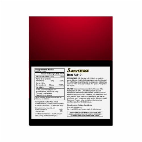 5-Hour Energy® Berry Flavored Extra Strength Energy Supplement Perspective: back