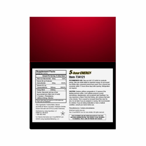 5-Hour Energy® Berry Flavored Extra Strength Energy Supplement Perspective: back