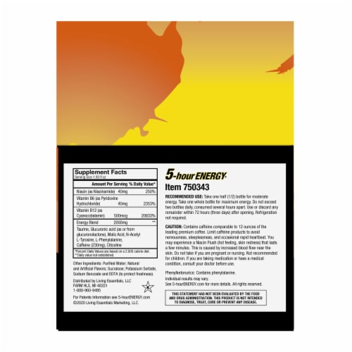 5-Hour Energy Extra Strength Peach Mango Energy Shots Perspective: back