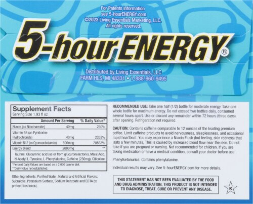5-Hour Energy® Extra Strength Blue Raspberry Energy Shot Multipack Bottles Perspective: back