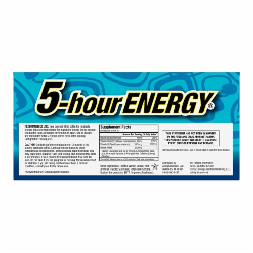 5 Hour ENERGY® Blue Raspberry Caffeinated Energy Shots Perspective: back