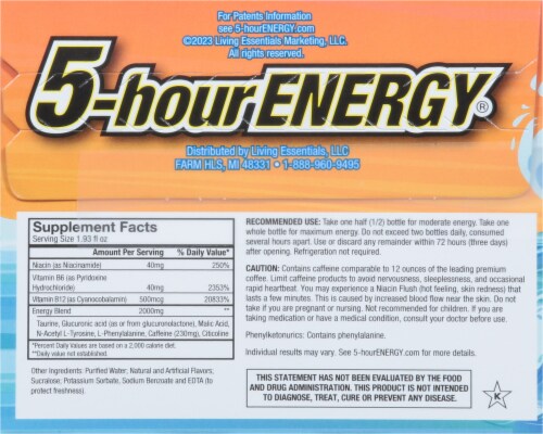 5-Hour® Extra Strength Tidal Twist Energy Drink Shot Multipack Bottles 6 pk Perspective: back
