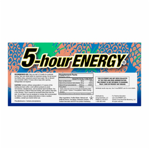 5-Hour® Extra Strength Tropical Burst Energy Drink Shot Multipack Bottles Perspective: back