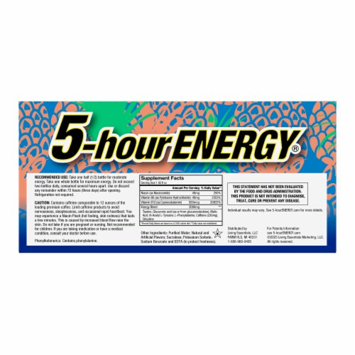5-Hour® Extra Strength Tropical Burst Energy Drink Shot Multipack Bottles Perspective: back