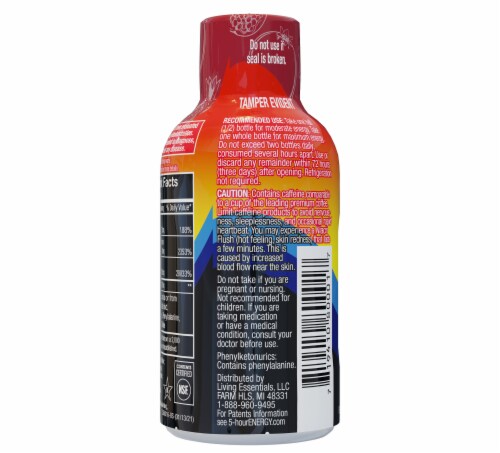 5-Hour® Pomegranate Energy Drink Shot Bottle Perspective: back