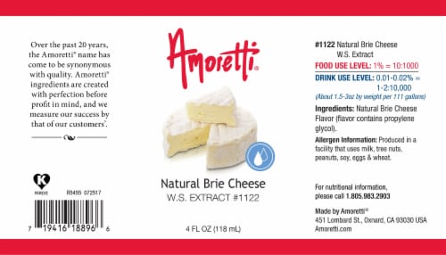 Amoretti Natural Brie Cheese Extract Water Soluble - 2 lbs Perspective: back