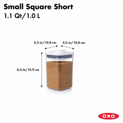 OXO 11234000 Good Grips Short 1.1 Quart Bulk Food Storage POP Container, Clear Perspective: back