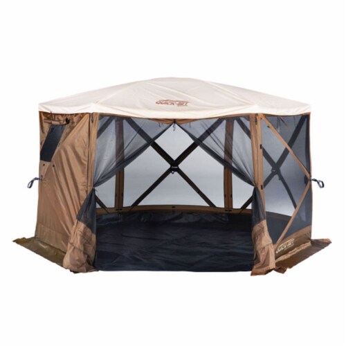 CLAM Quick-Set Pavilion Screened Canopy Tent Rain Fly Tarp, Cover Only, Tan Perspective: back