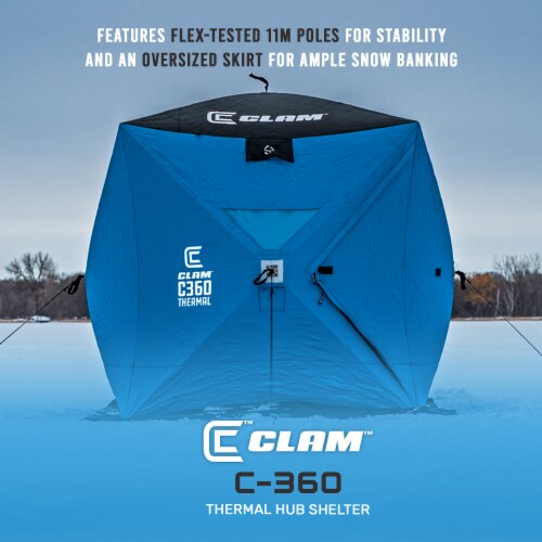 CLAM C-360 Portable 6 Ft 3 Person Pop Up Ice Fishing Thermal Hub Shelter  Tent, 1 Piece - Metro Market