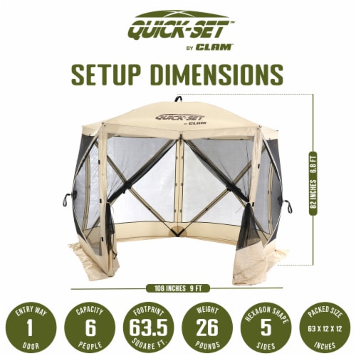 CLAM Quick Set Venture 9 x 9 Ft Portable Outdoor Camping Canopy
