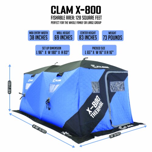 CLAM X 800 Portable 15 x8 7 Person Pop Up Ice Fishing Thermal Hub Shelter Tent 1 Piece Fred Meyer