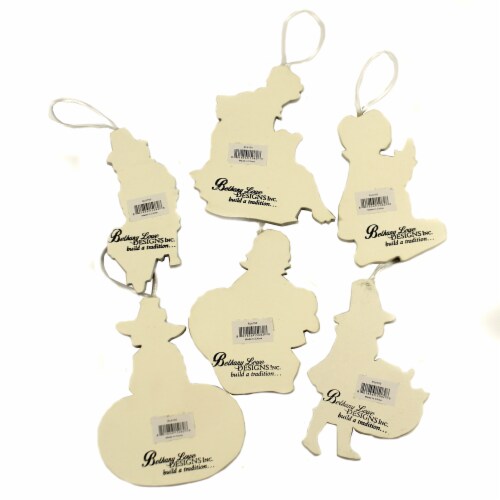 Holiday Ornament Thankgiving Child Ornaments S/6 Pilgrim Turkey Pumpkin Rl8150 Perspective: back