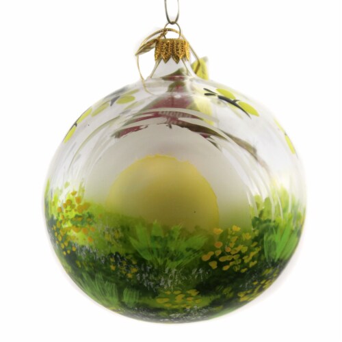 Morawski 4.50in Bunny In Meadow Diorama, Glass, Ornament Ball Butterfly 17379 Perspective: back