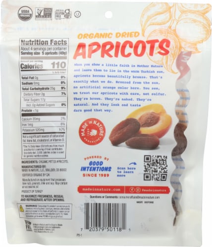 Made In Nature™ Supersnacks Organic Dried Apricots Perspective: back