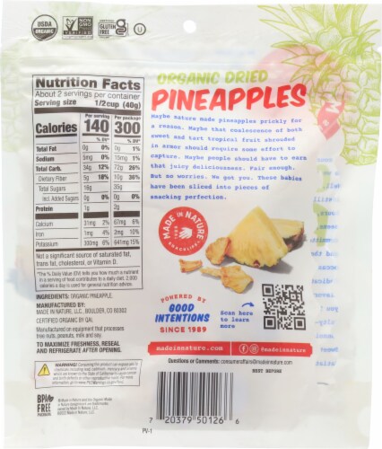 Made in Nature® Organic Dried Pineapple Perspective: back