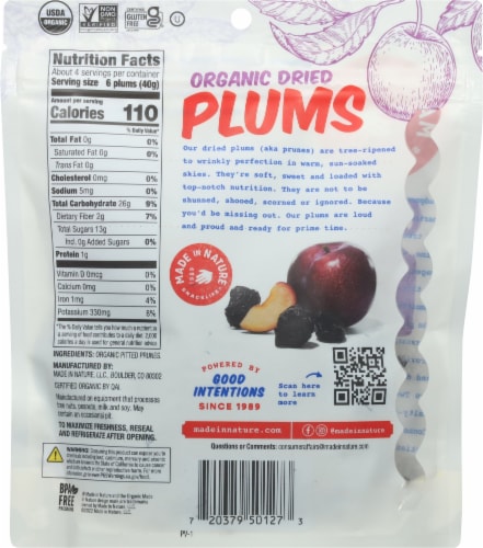 Made in Nature® Organic Dried Plums Perspective: back