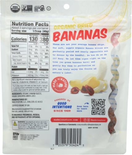 Made in Nature® Organic Dried Bananas Perspective: back