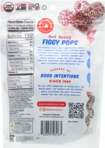Made in Nature™ Organic Red Razzy Fusion Pops Energy Bites Perspective: back