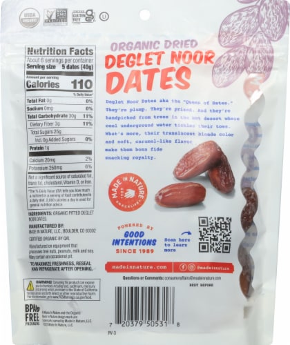 Made in Nature™ Organic Dried Deglet Noor Dates Supersnacks Perspective: back