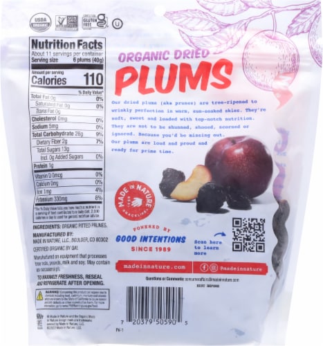 Made in Nature® Organic Dried Plums Perspective: back